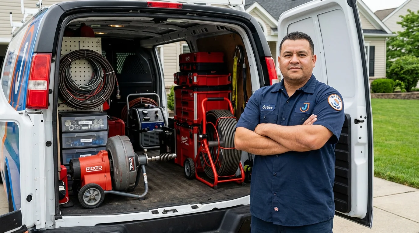 Professional drain cleaning equipment and Johns Plumbing LLC plumber in Flowery Branch