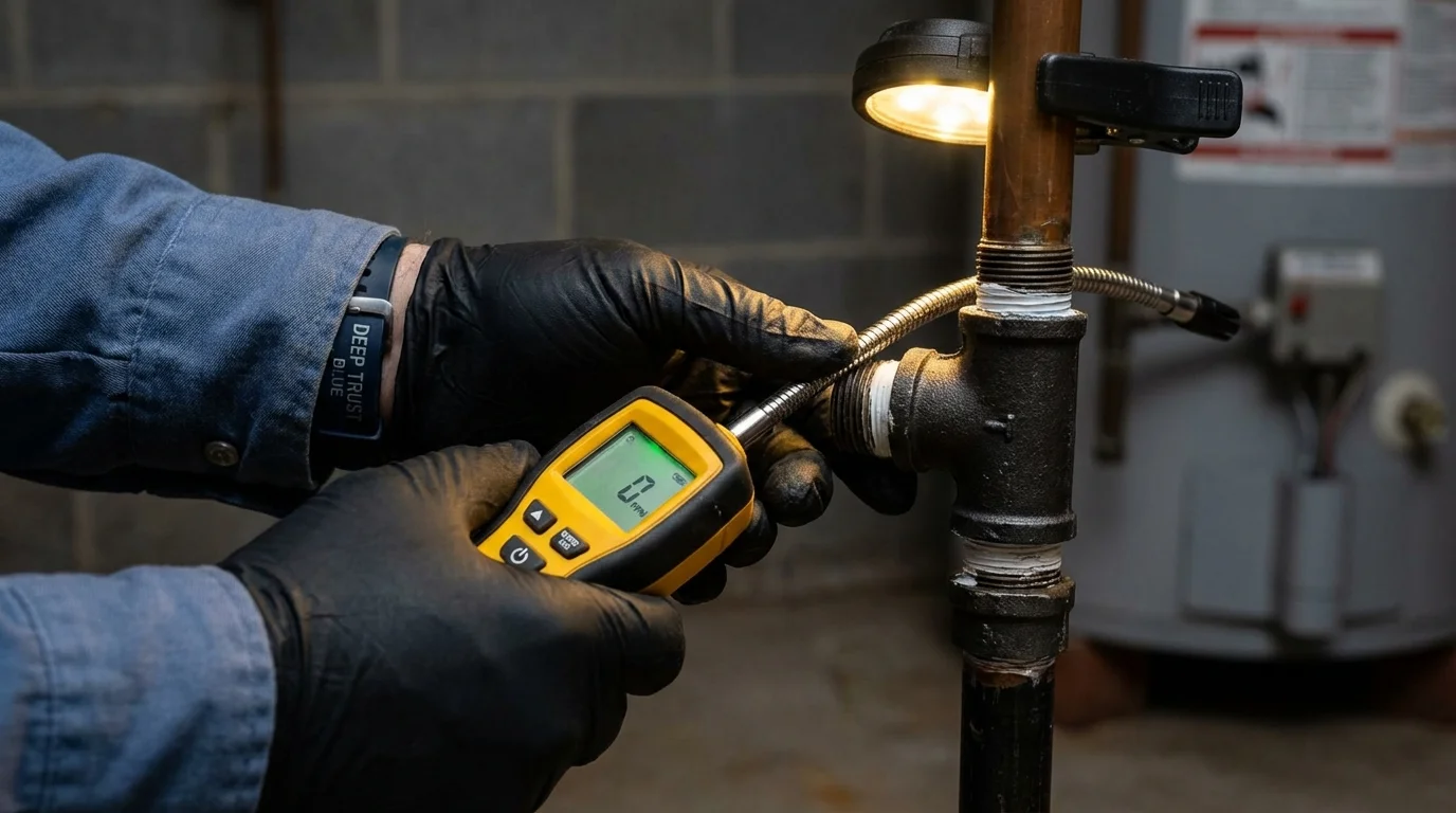 Gas leak detection with electronic sniffer by Johns Plumbing LLC in Flowery Branch
