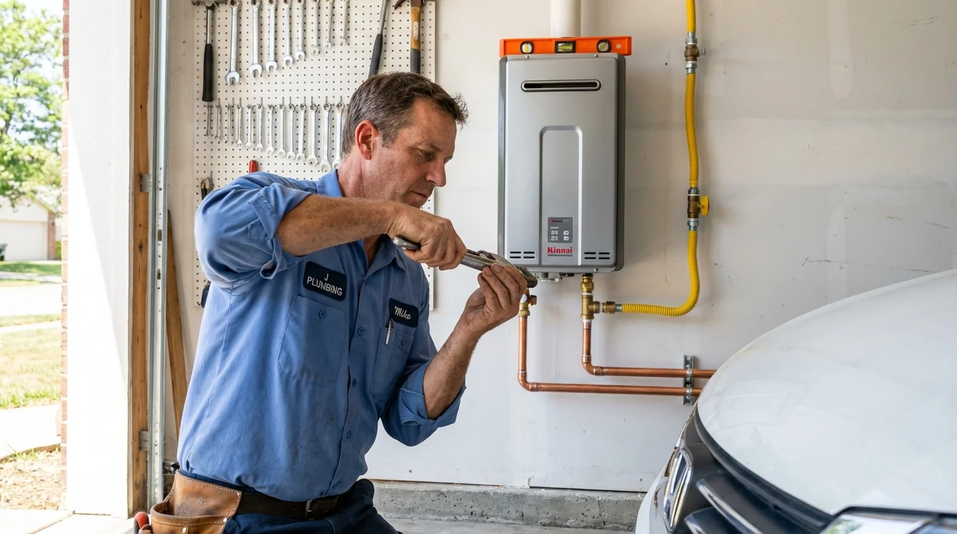 Tankless water heater installation by a Johns Plumbing LLC plumber in Flowery Branch